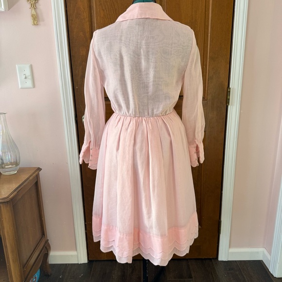 60s Vintage Pink Scallop Dress - Small - Picture 2 of 9